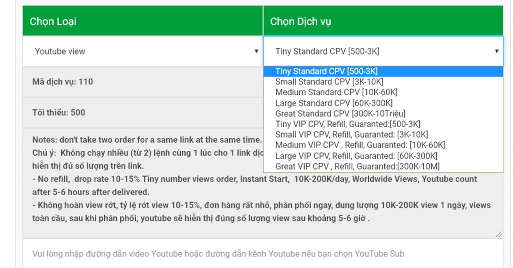 chọn gói dịch vụ mua view youtube