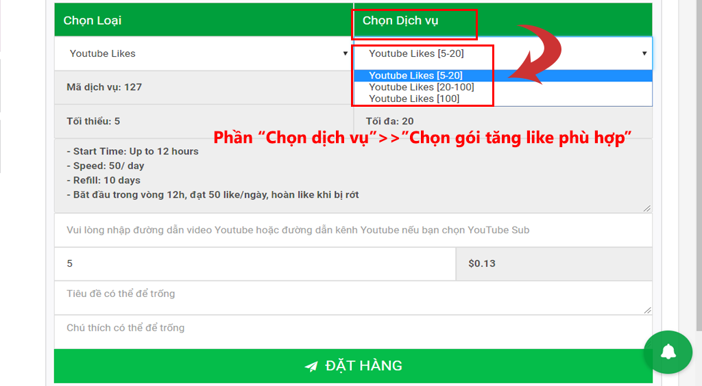 mua lượt like video youtube