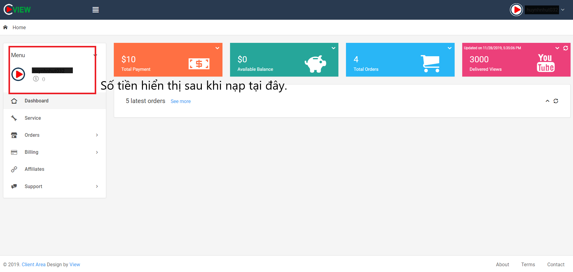 so tien nap vao tai day