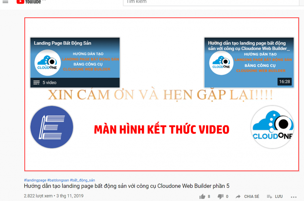 tạo màn hình kết thúc video